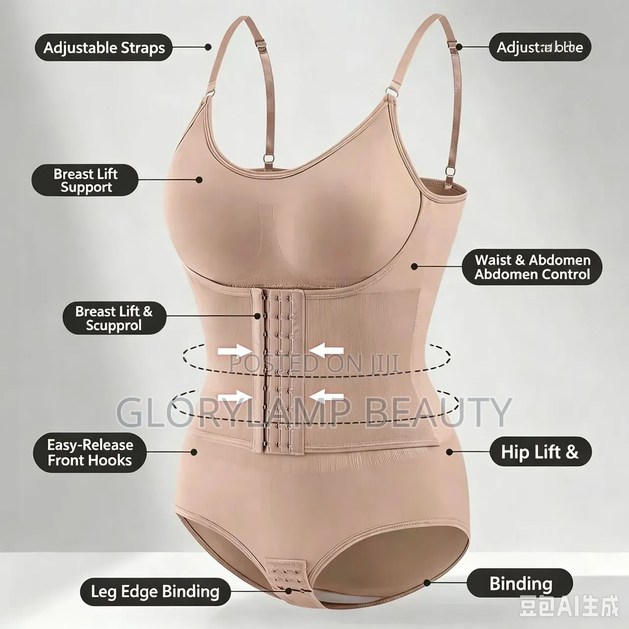 Women's Tummy Control Bodysuit Shapewear – Row Hook Abdomen Shaper