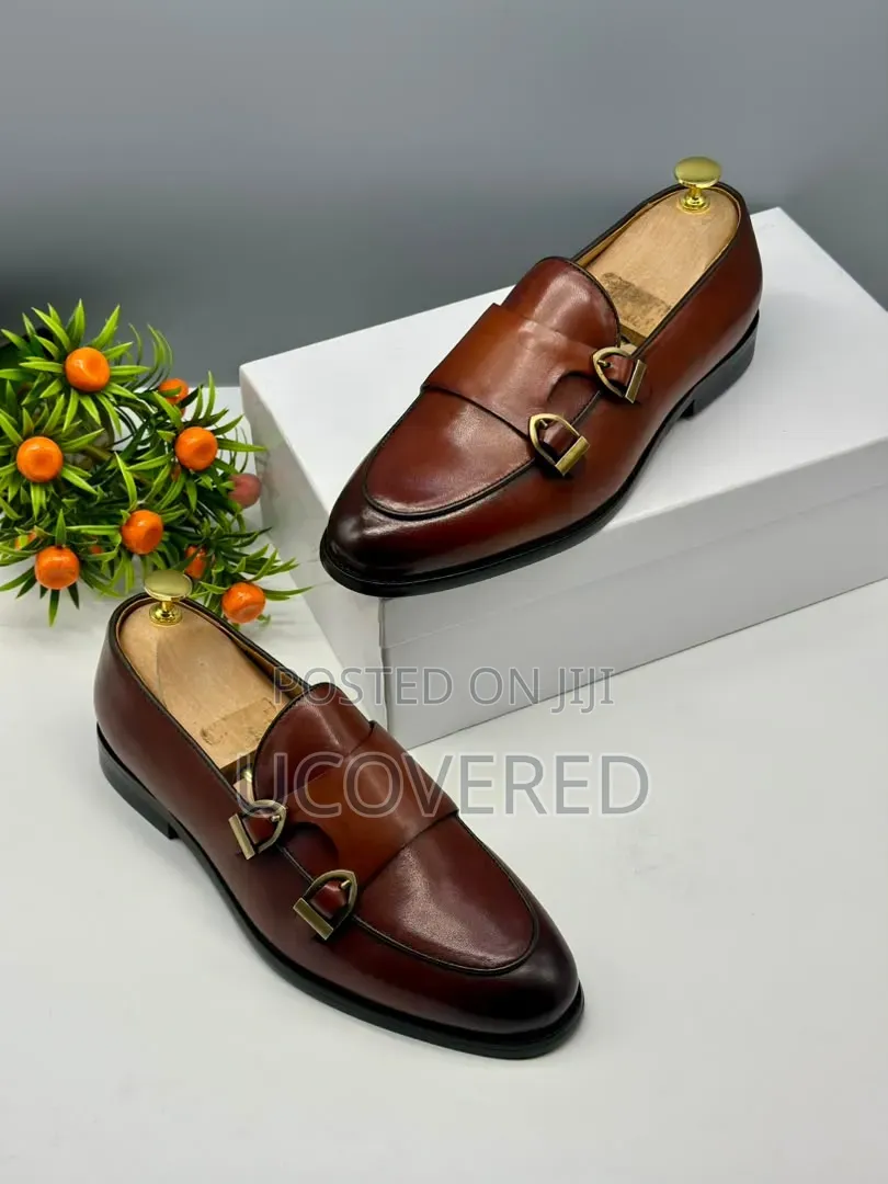 Berluti Brown Burnished Leather Double Monk Strap Loafers