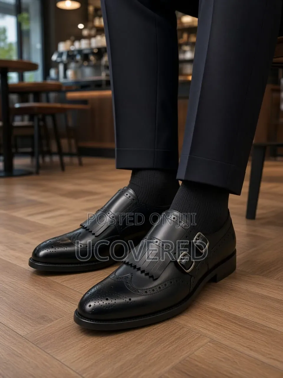 Berluti Black Leather Kiltie Double Monk Strap Shoes