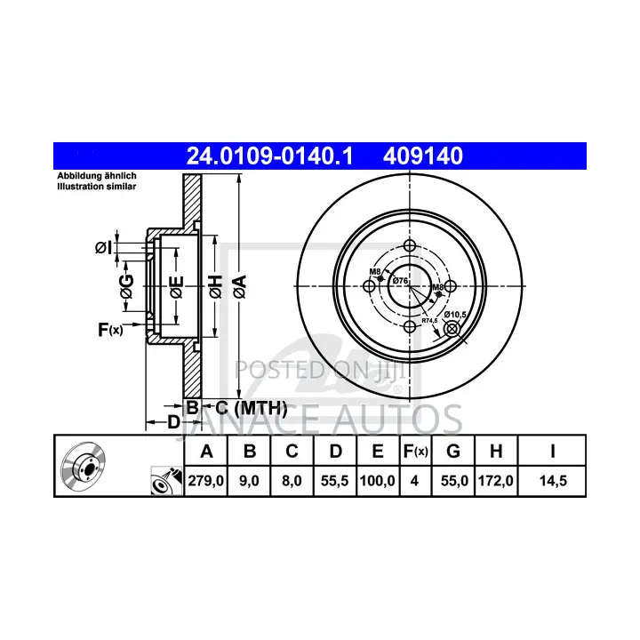Toyota Corolla (_E12_) Mindex 1677 Rear Brake Disc