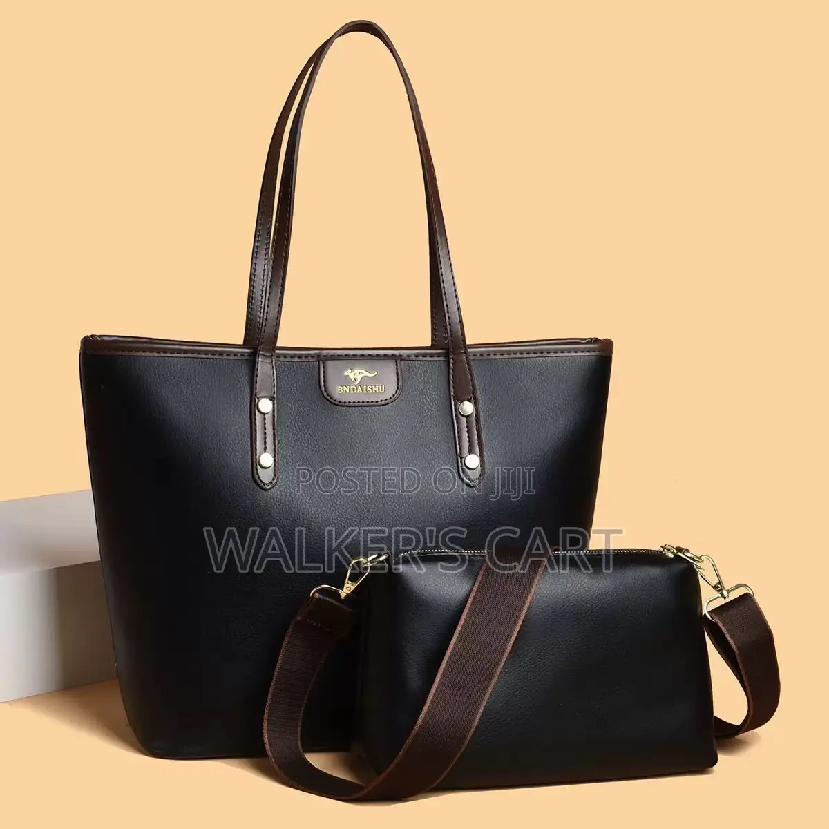2-Piece Leather Shoulder Tote Set