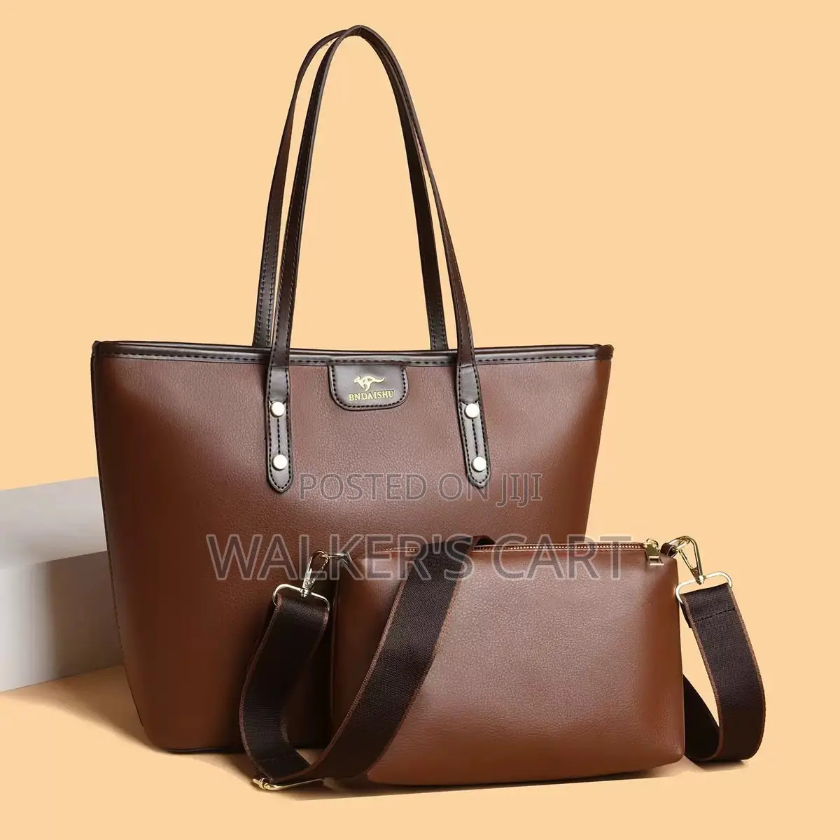 2-Piece Leather Shoulder Tote Set