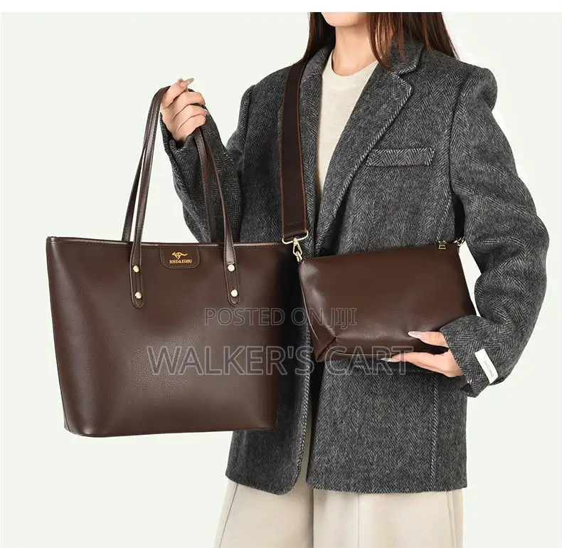 2-Piece Leather Shoulder Tote Set