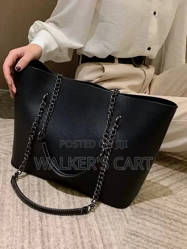Women's Large Chain-Strap Leather Tote Bag