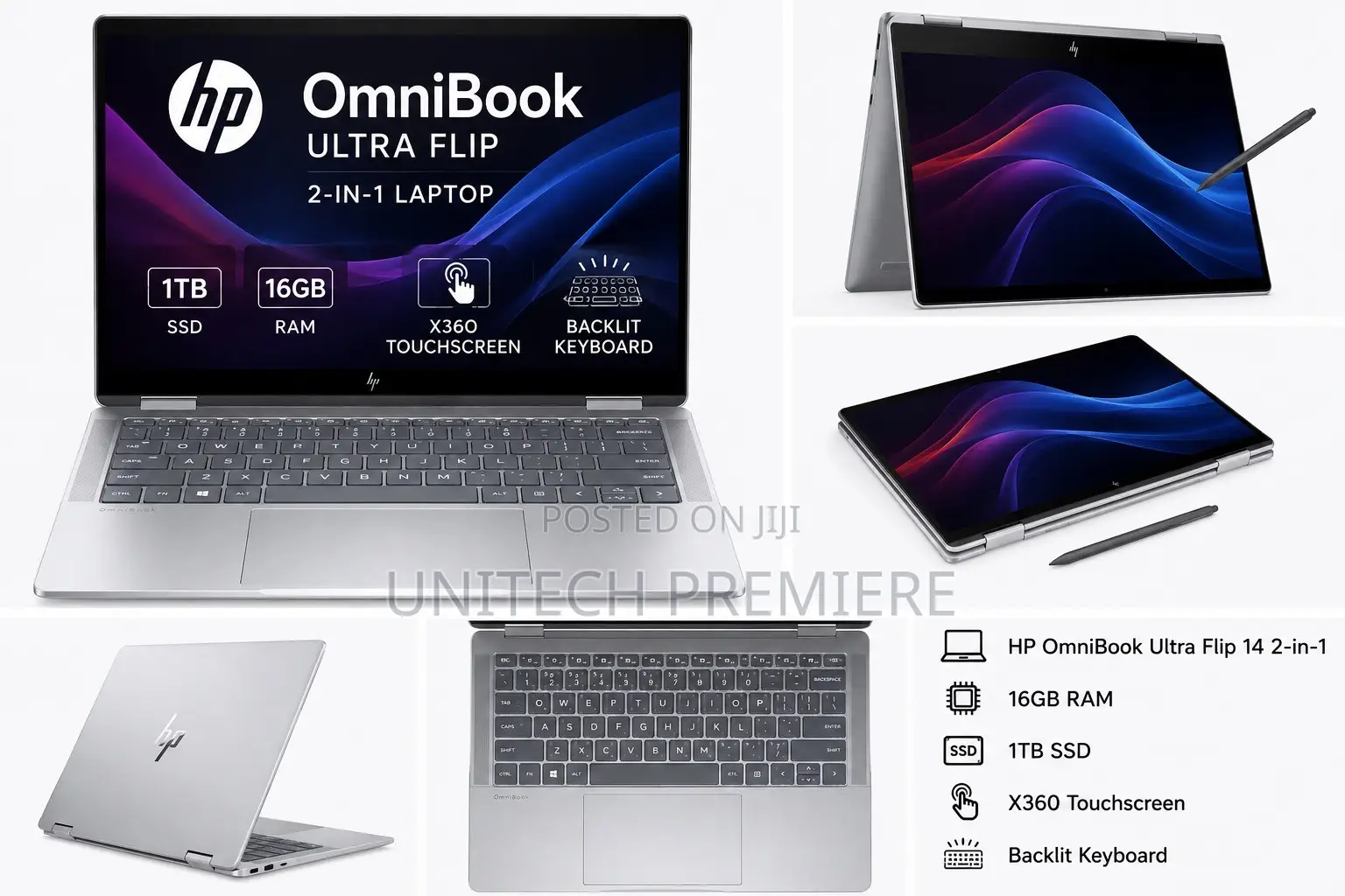 New Laptop HP OmniBook Ultra Flip 14" 16GB Intel Core Ultra 7 SSD 1T
