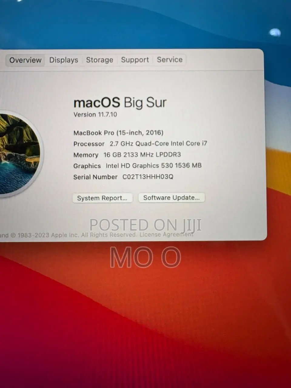 Laptop Apple MacBook Pro 2016 16GB Intel Core i7 SSD 512GB