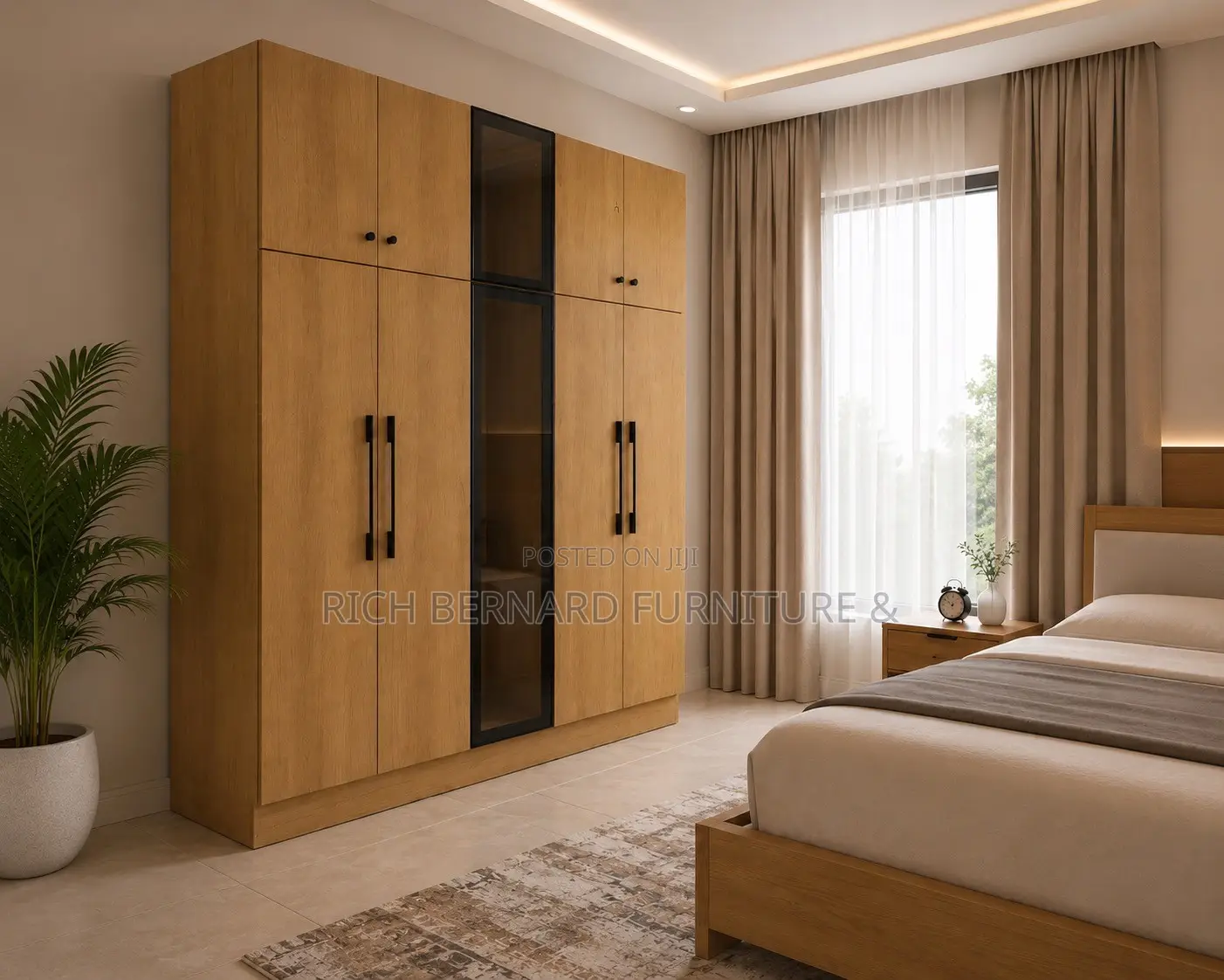 Luxury Modern Wardrobe With Central Glass Display