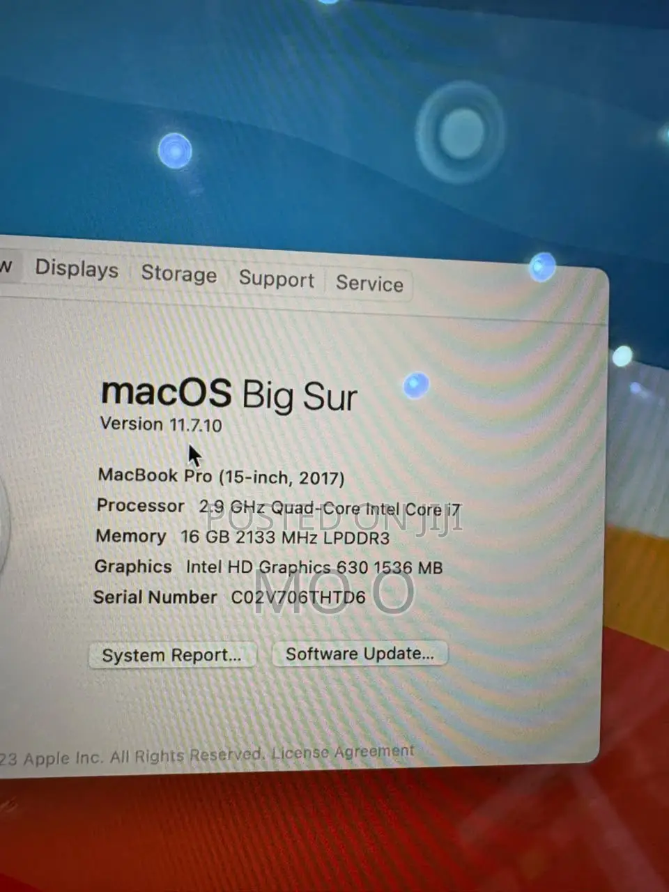 Laptop Apple MacBook Pro 2017 16GB Intel Core i7 SSD 512GB