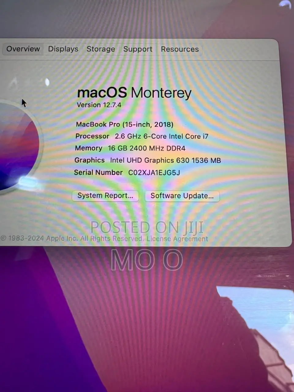 Laptop Apple MacBook Pro 2018 16GB Intel Core i7 SSD 512GB