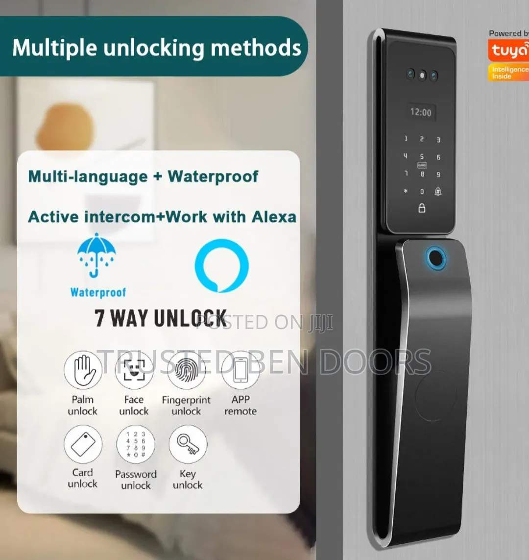 Waterproof Tuya Wifi Wireless App Biometric Smart Door Lock (Face ID)
