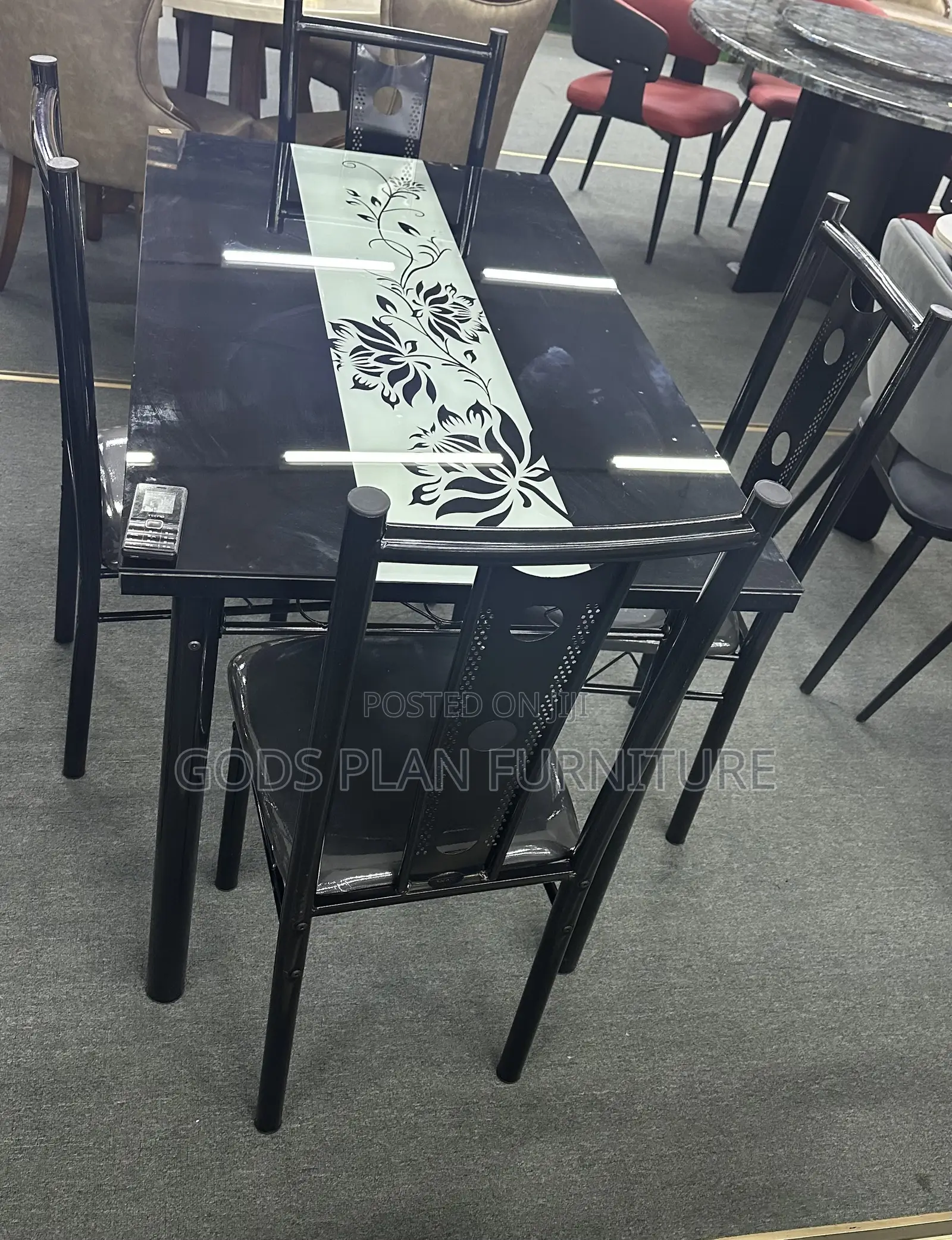 4-Seater Glass Top Dining Set
