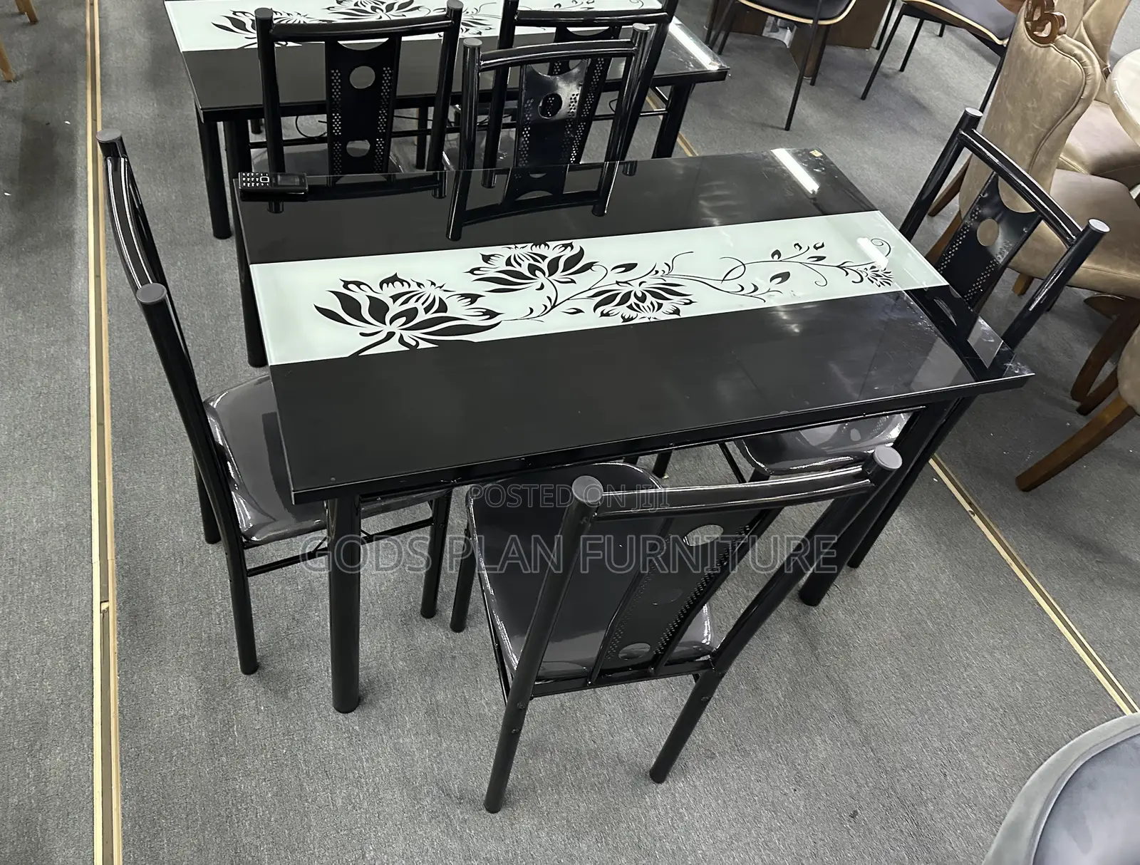 4-Seater Glass Top Dining Set