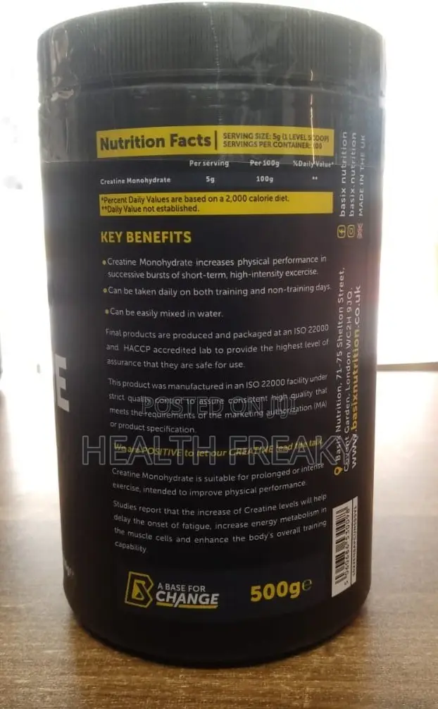 Basix Pure Creatine Monohydrate Muscle Builder 100 Servings