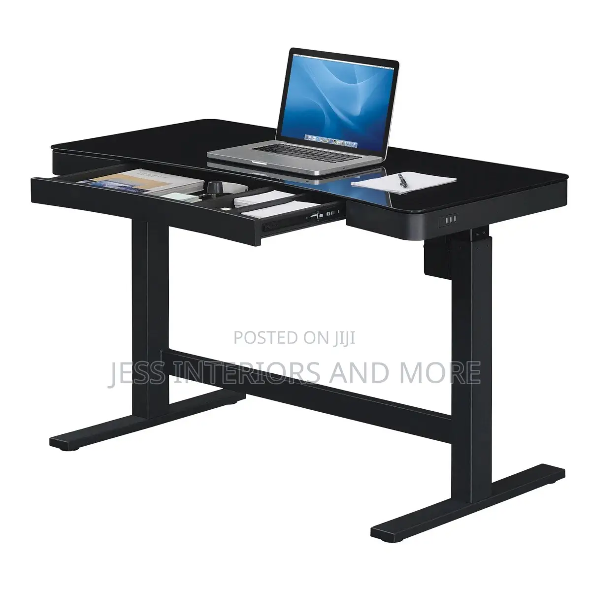 Adjustable Glass Top Computer Desk