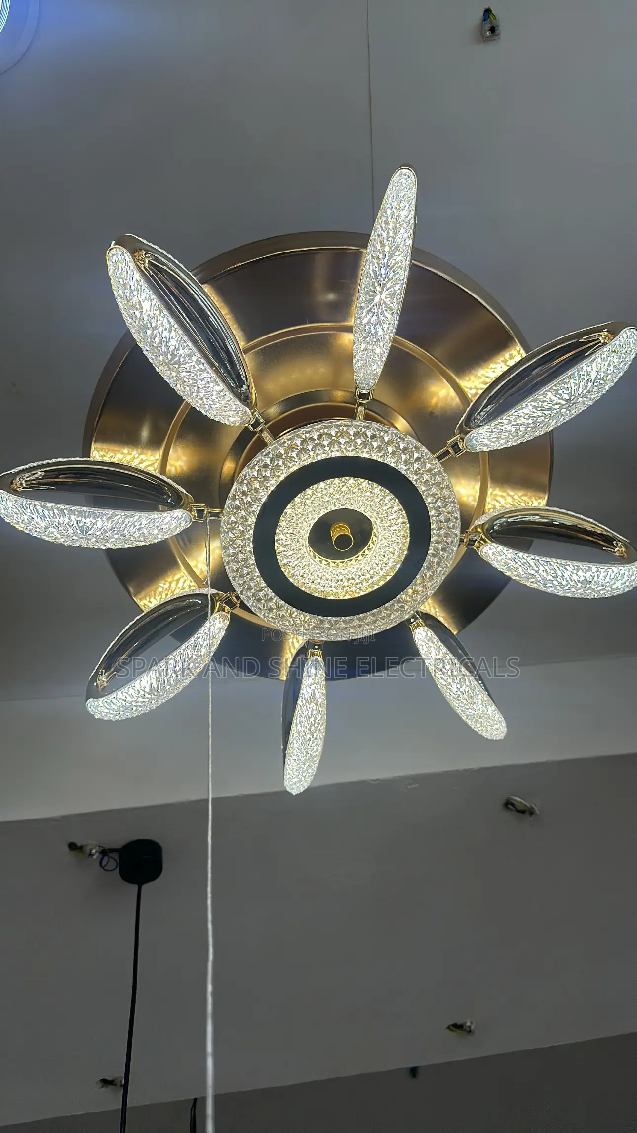 Premium Crystal Petal Fan Light