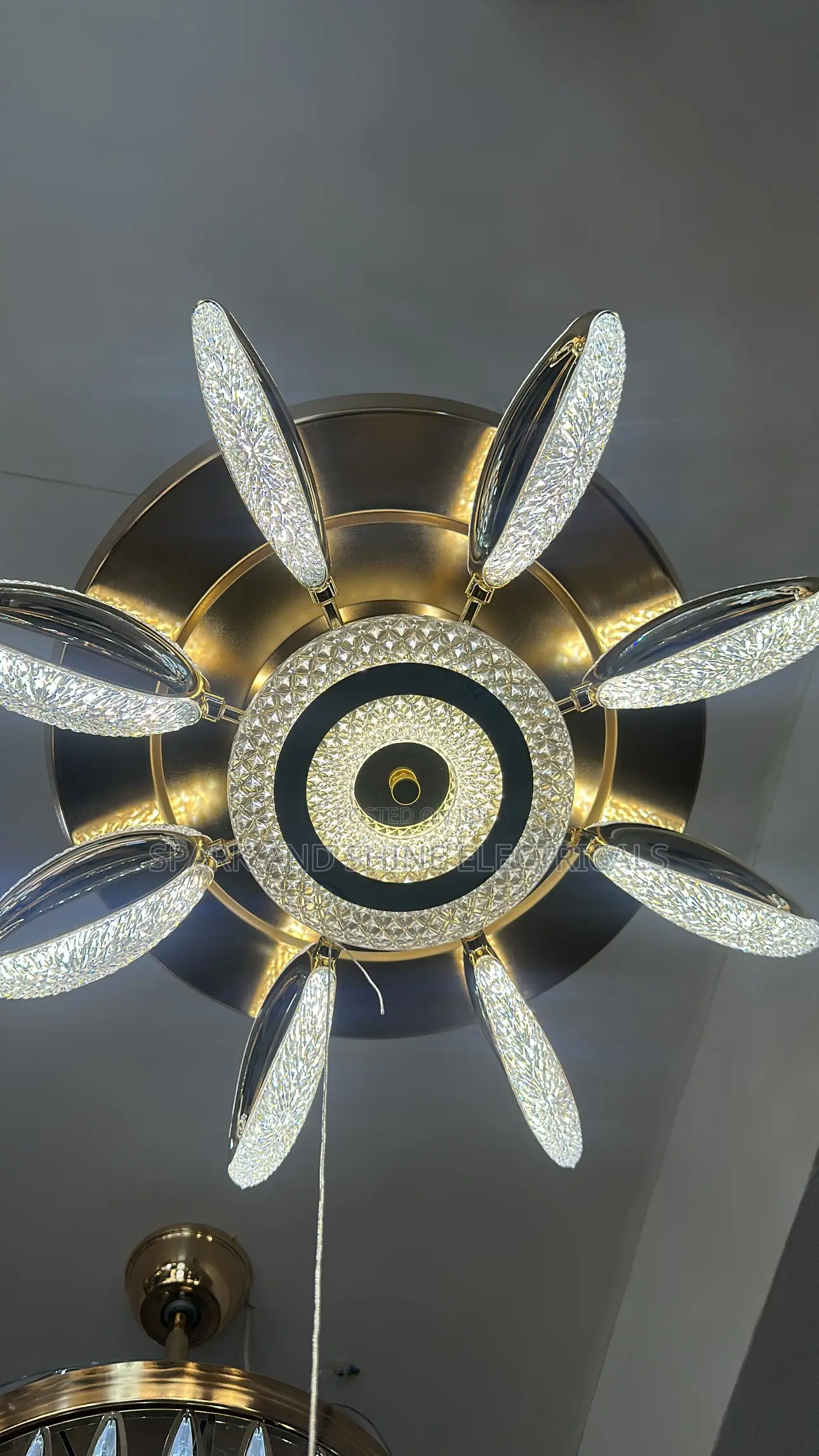 Premium Crystal Petal Fan Light