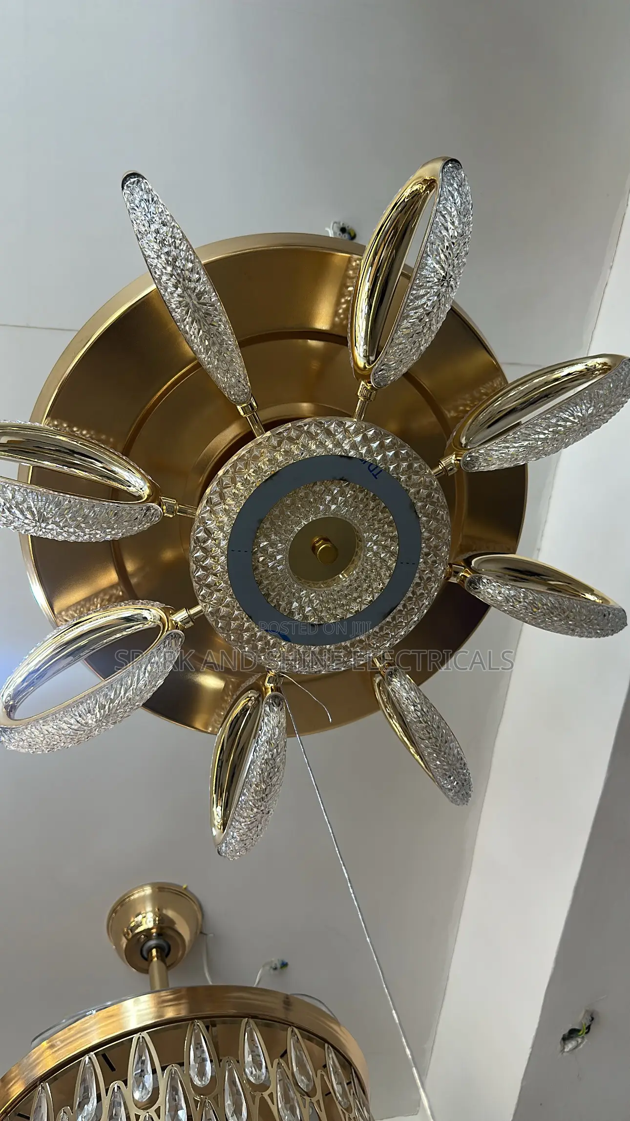 Premium Crystal Petal Fan Light