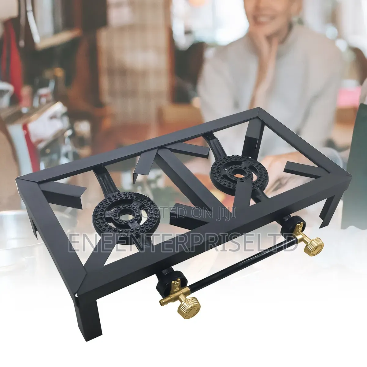 Heavy Duty, Durable Black Cast Iron Gas Burner Stove – 2 Burners