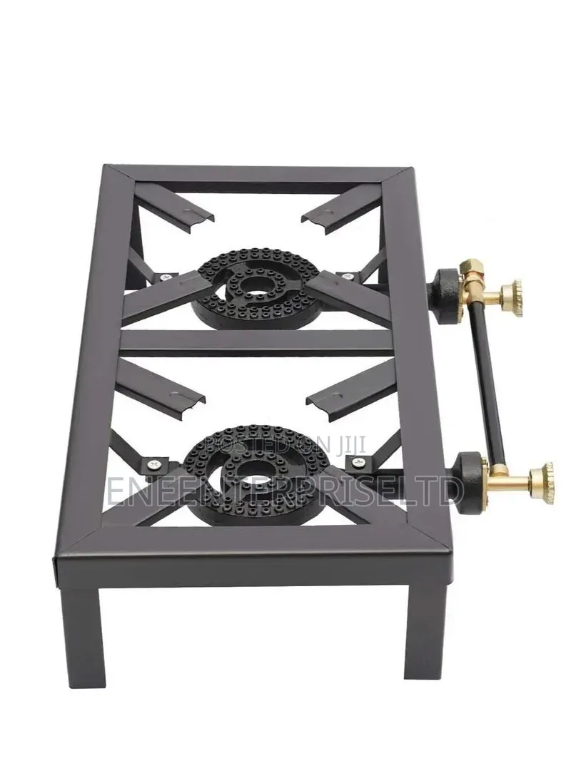 Heavy Duty, Durable Black Cast Iron Gas Burner Stove – 2 Burners