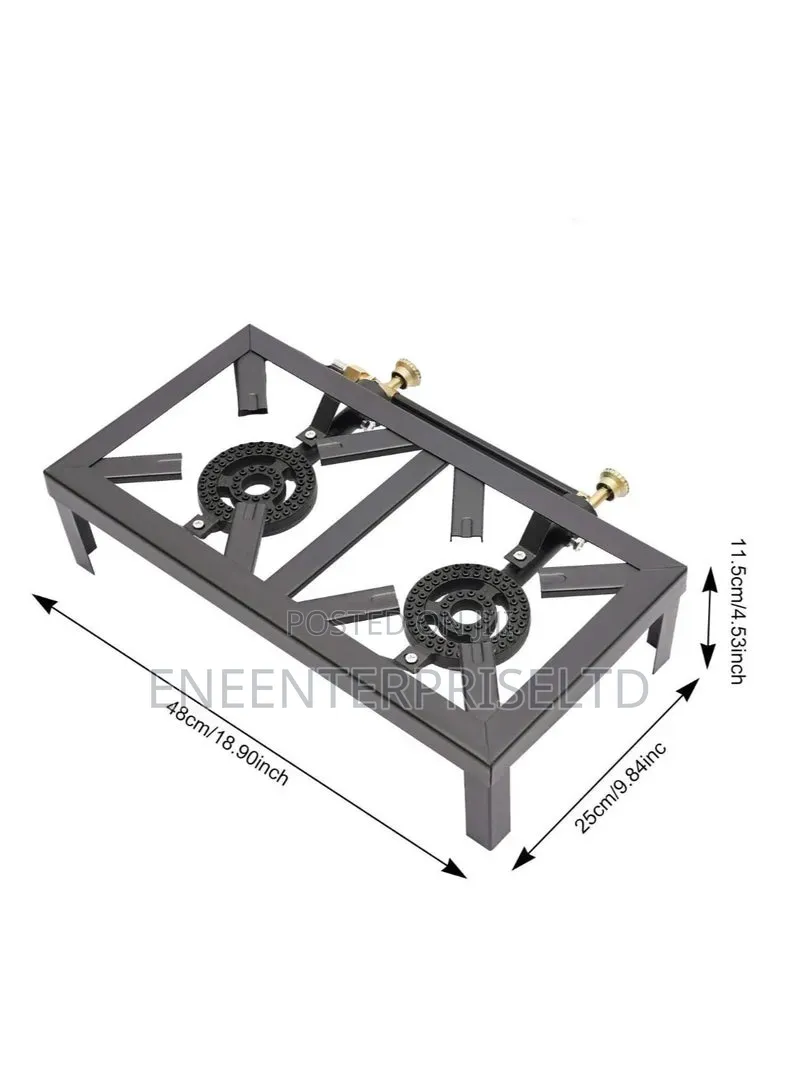 Heavy Duty, Durable Black Cast Iron Gas Burner Stove – 2 Burners