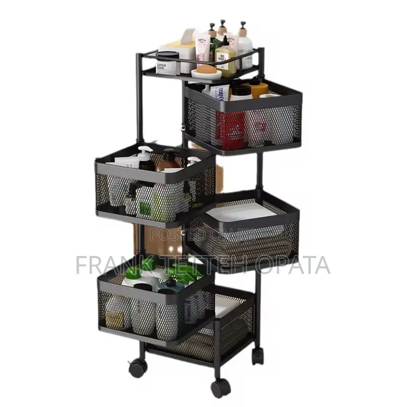 Fruit Basket for Kitchen, 5 Tier Circular Rotating Basket
