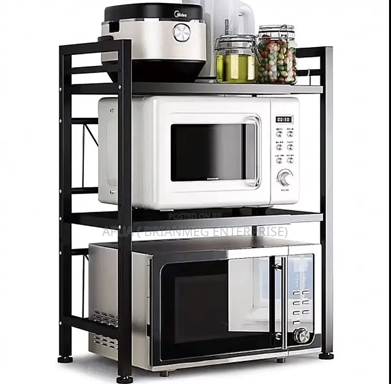 100% Metal 3 Tier Adjustable Microwave Stand