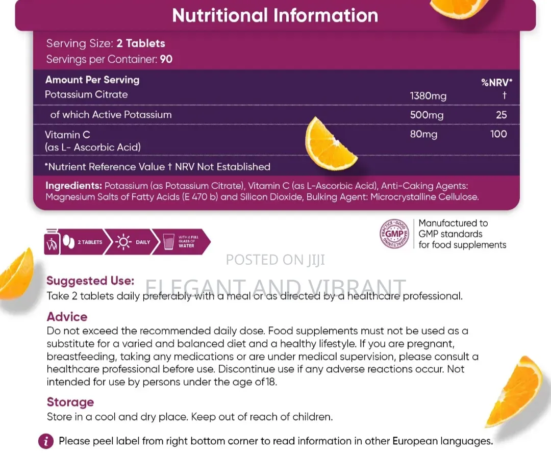 Potassium - Vitamin C - 360Tablets -Strength & Fitness-Immune Support