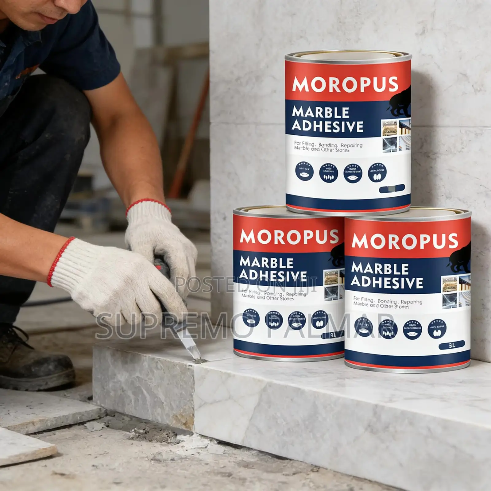 Moropus 4L Stone Repair Adhesive With Hardener for Marble, Granite