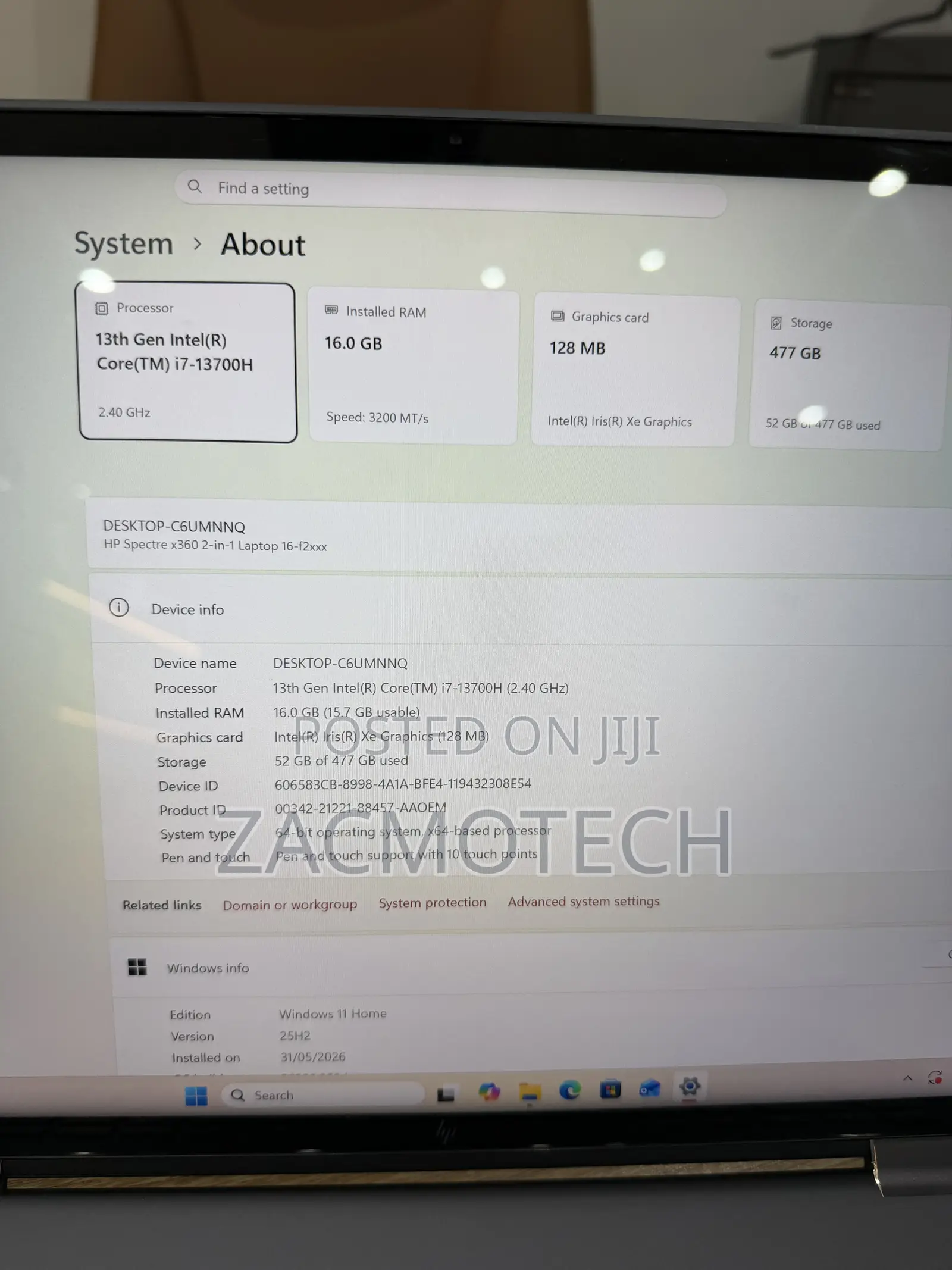 Laptop HP Spectre X360 16GB Intel Core 7 SSD 512GB