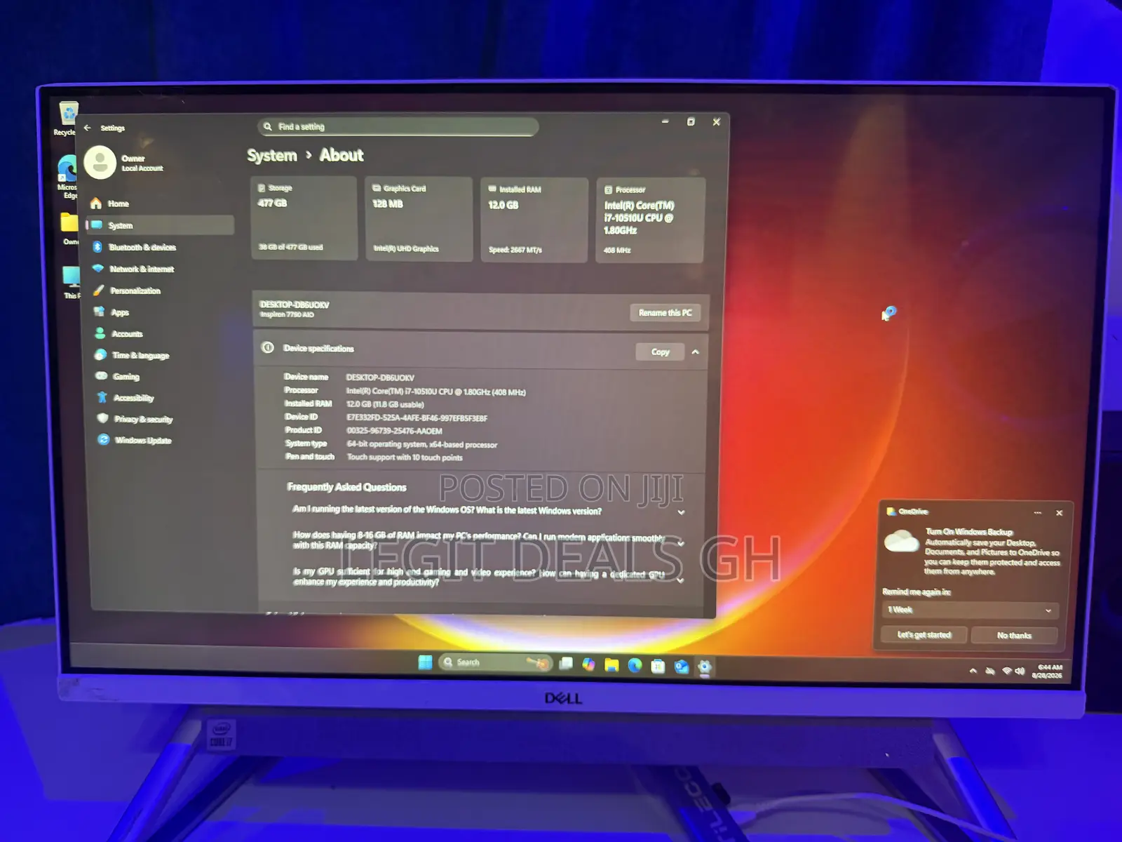 Dell Inspiron 27 All-in-One 12GB Intel Core i7 SSD 512GB