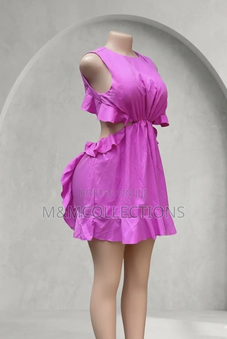 Pink Sleeveless Ruffle Dress