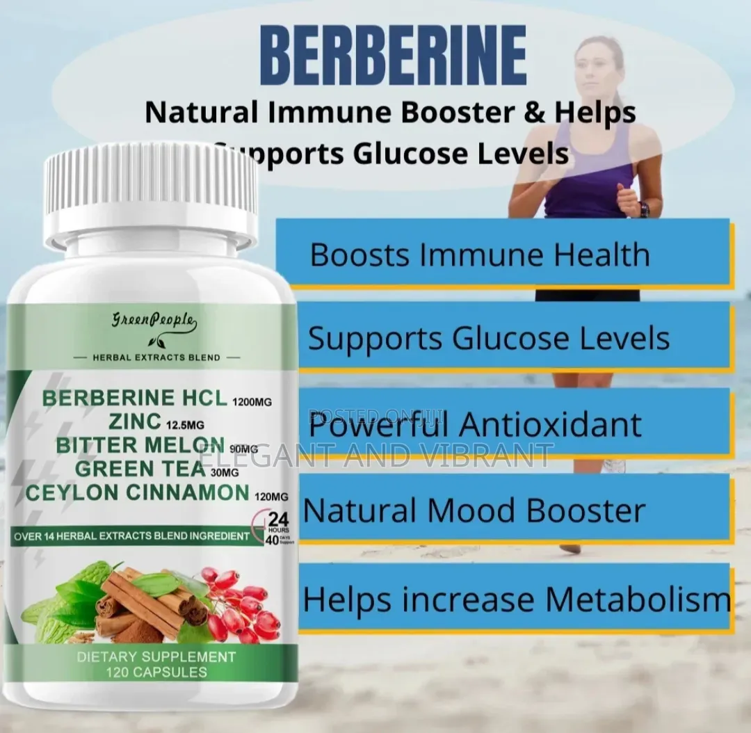 Berberine HCL Extract  1200mg Capsules Healthy Cholesterol