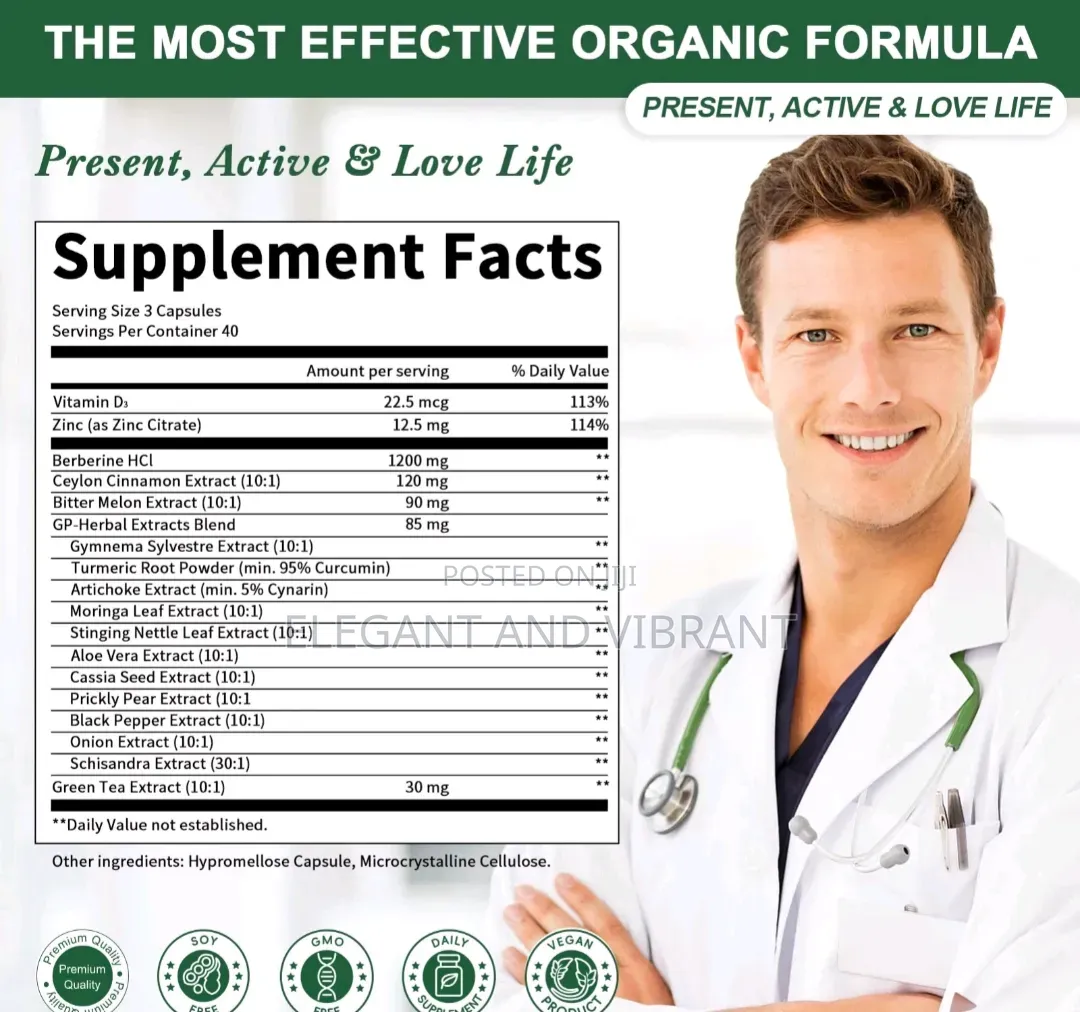 Berberine HCL Extract  1200mg Capsules Healthy Cholesterol
