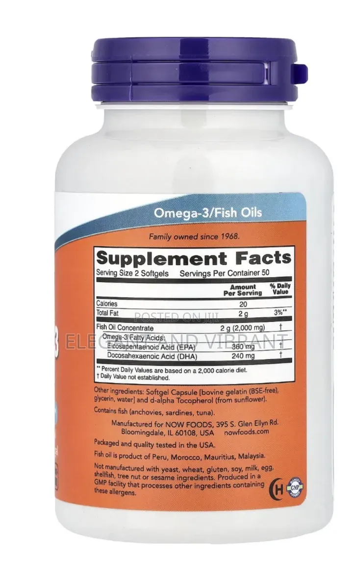 Omega-3 Fish Oil, 100 Softgels