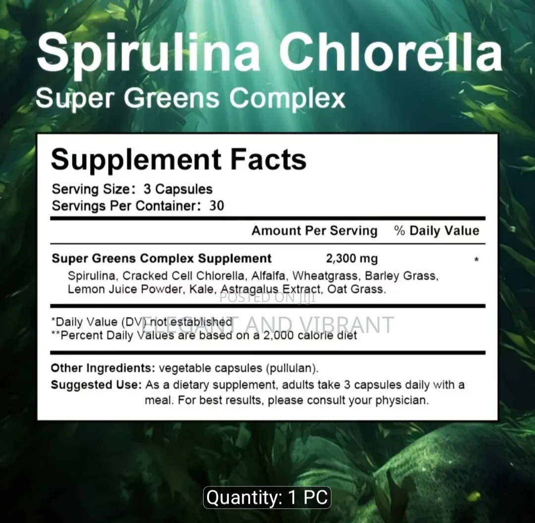 Spirulina and Chlorella, Wheatgrass, Kale and Ashwagandha Complex