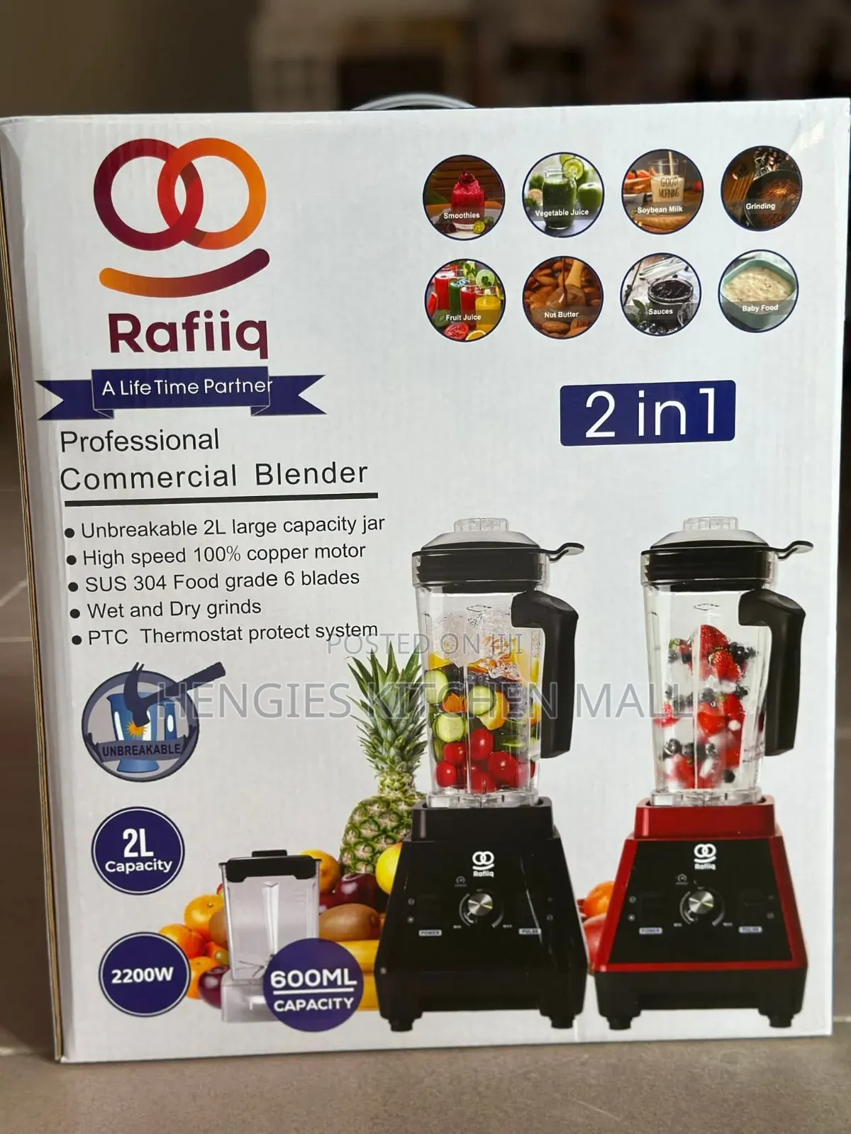 Rafiq 2-in-1 Premium Quality Unbreakable Blender