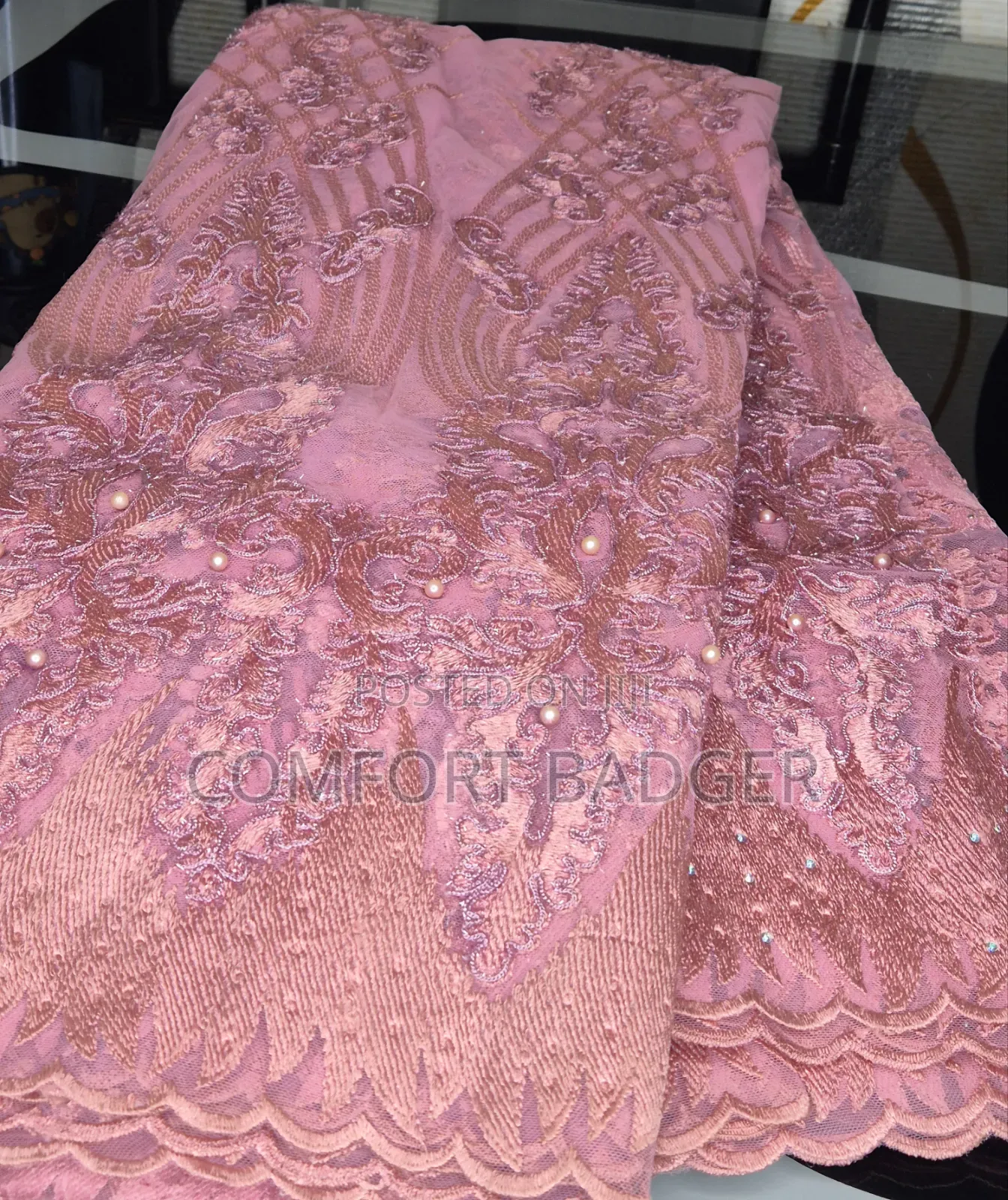Elegant Onion Pink French Net Lace
