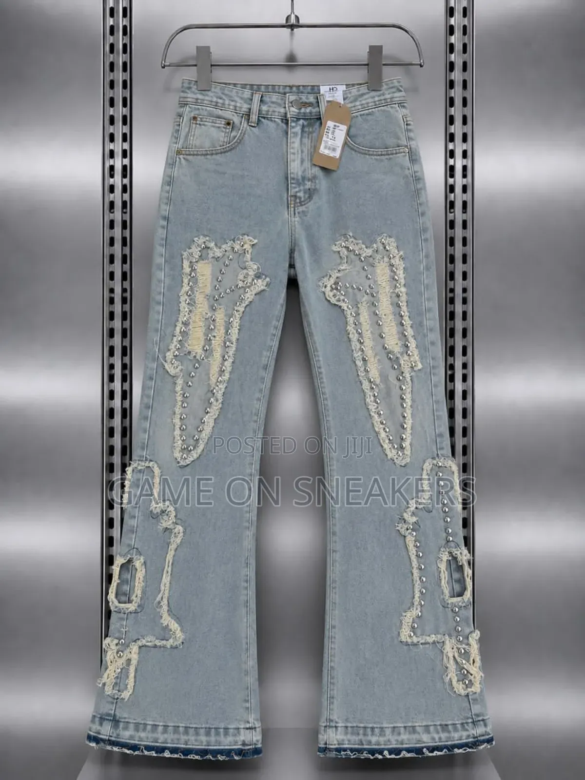 Baggy and Flare Jeans  With Side Chain