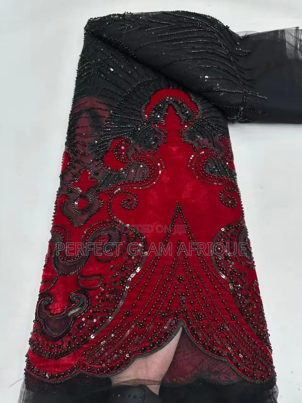 Velvet Lace With Handbeaded With Pearls