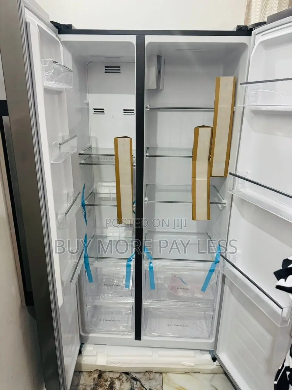 Stainless Steel or Brushed Metal Side-by-Side Refrigerator