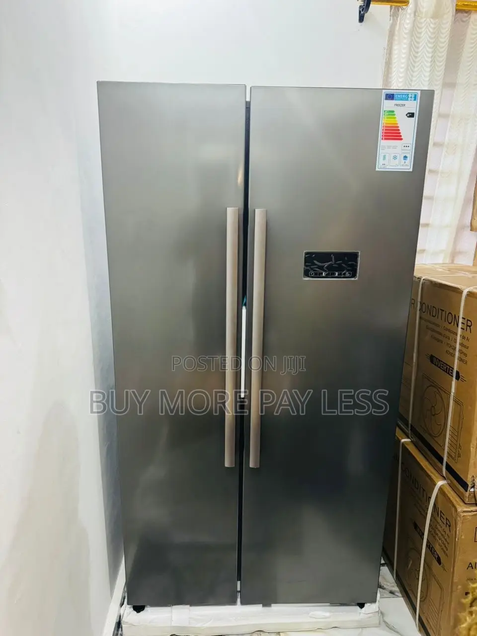 Stainless Steel or Brushed Metal Side-by-Side Refrigerator