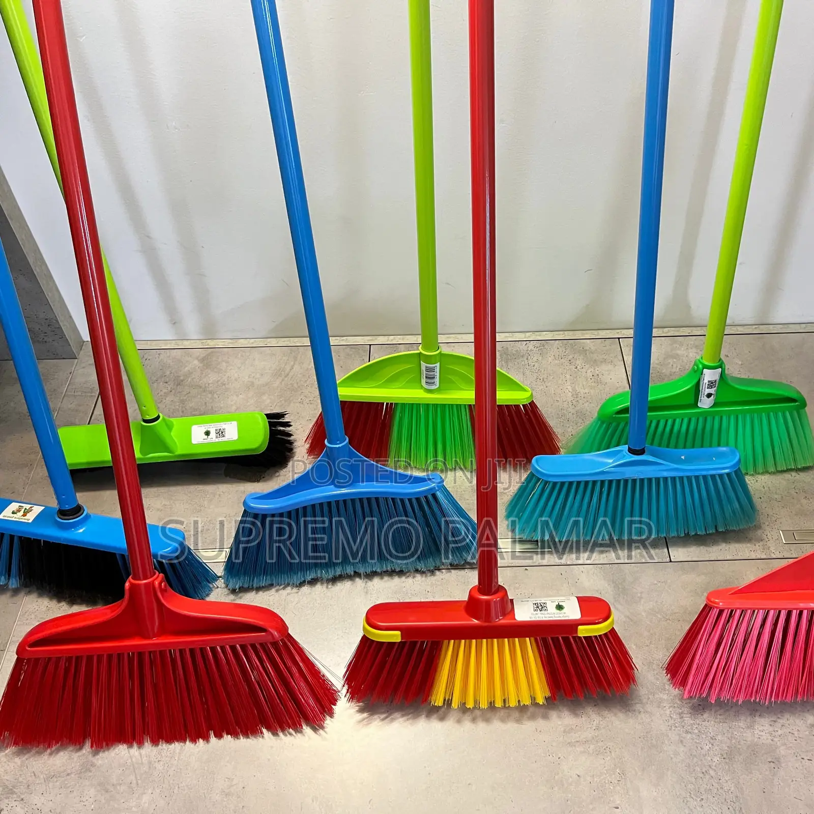 Long Handle Sweeping Broom With Metal & Bright Plastic Bristles