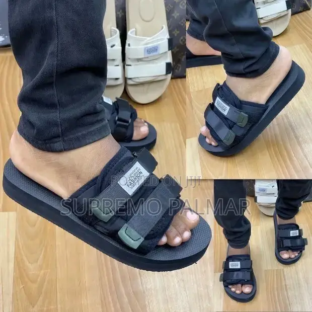 Black Double-Strap Slide Sandals With Thick Sole – Sliders