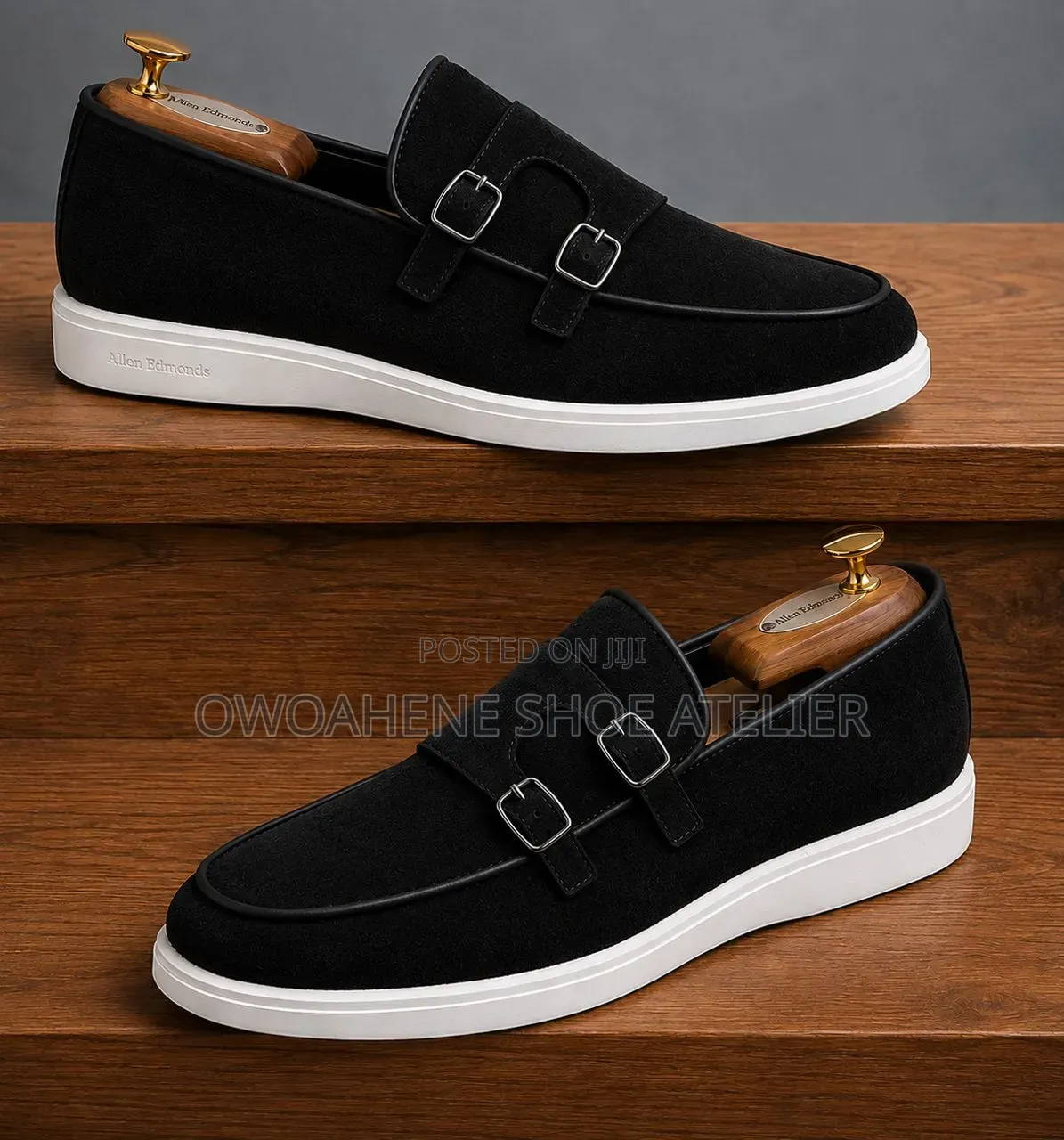 Item Is the Fliteless Suede Monk Strap Sneaker Loafer in Dark Brown.