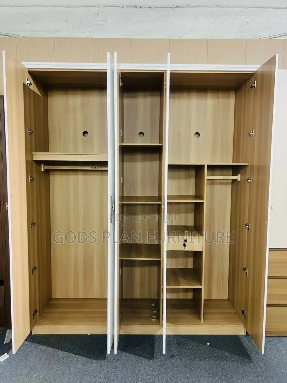 5-Doors High-Gloss Wardrobe