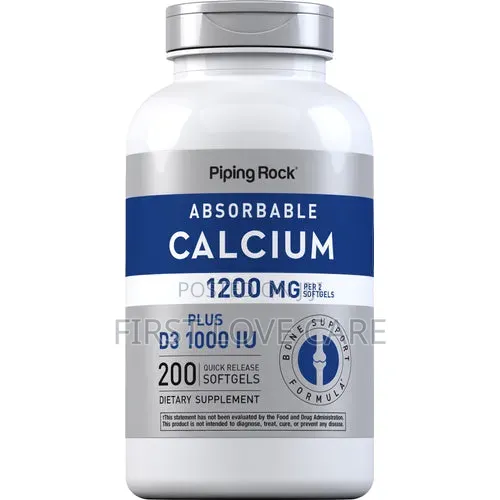 Piping Rock Absorbable Calcium Softgels 1200 Mg Plus D3 1000iu 200 Gel