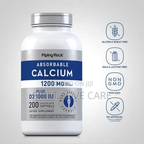 Piping Rock Absorbable Calcium Softgels 1200 Mg Plus D3 1000iu 200 Gel