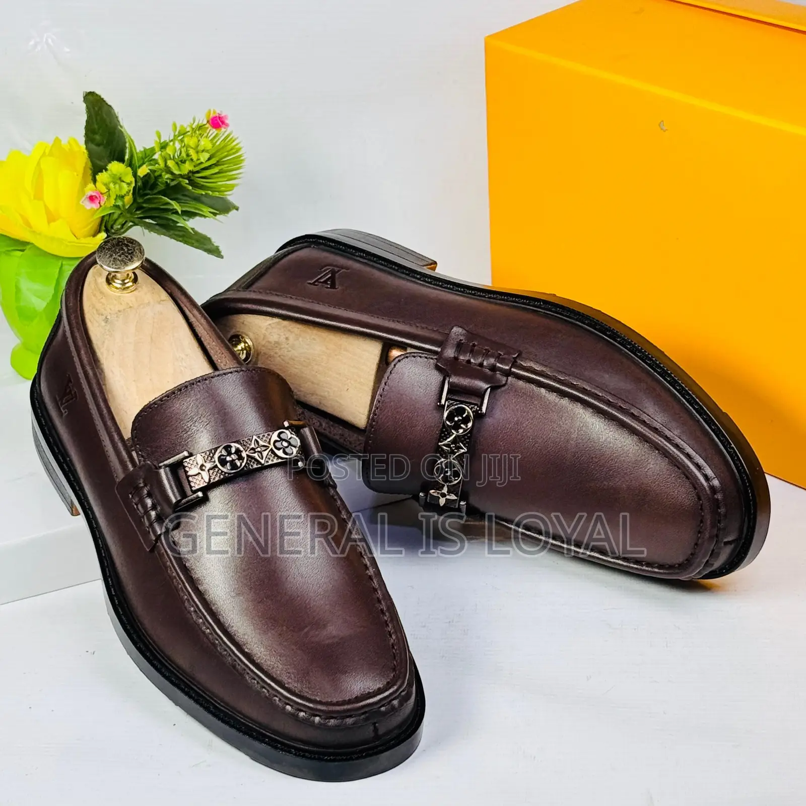 Louis Vuitton Coffee Leather Men’s Loafer Shoe Lv