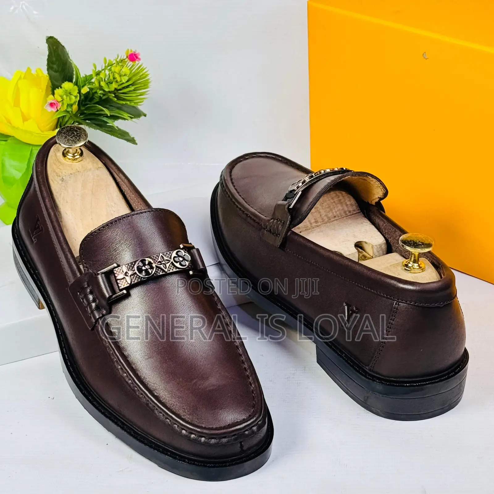 Louis Vuitton Coffee Leather Men’s Loafer Shoe Lv