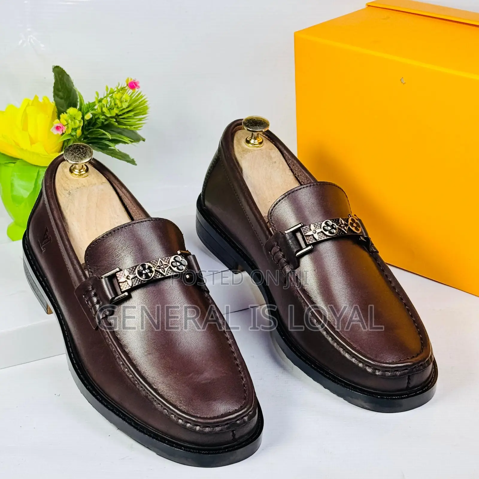 Louis Vuitton Coffee Leather Men’s Loafer Shoe Lv